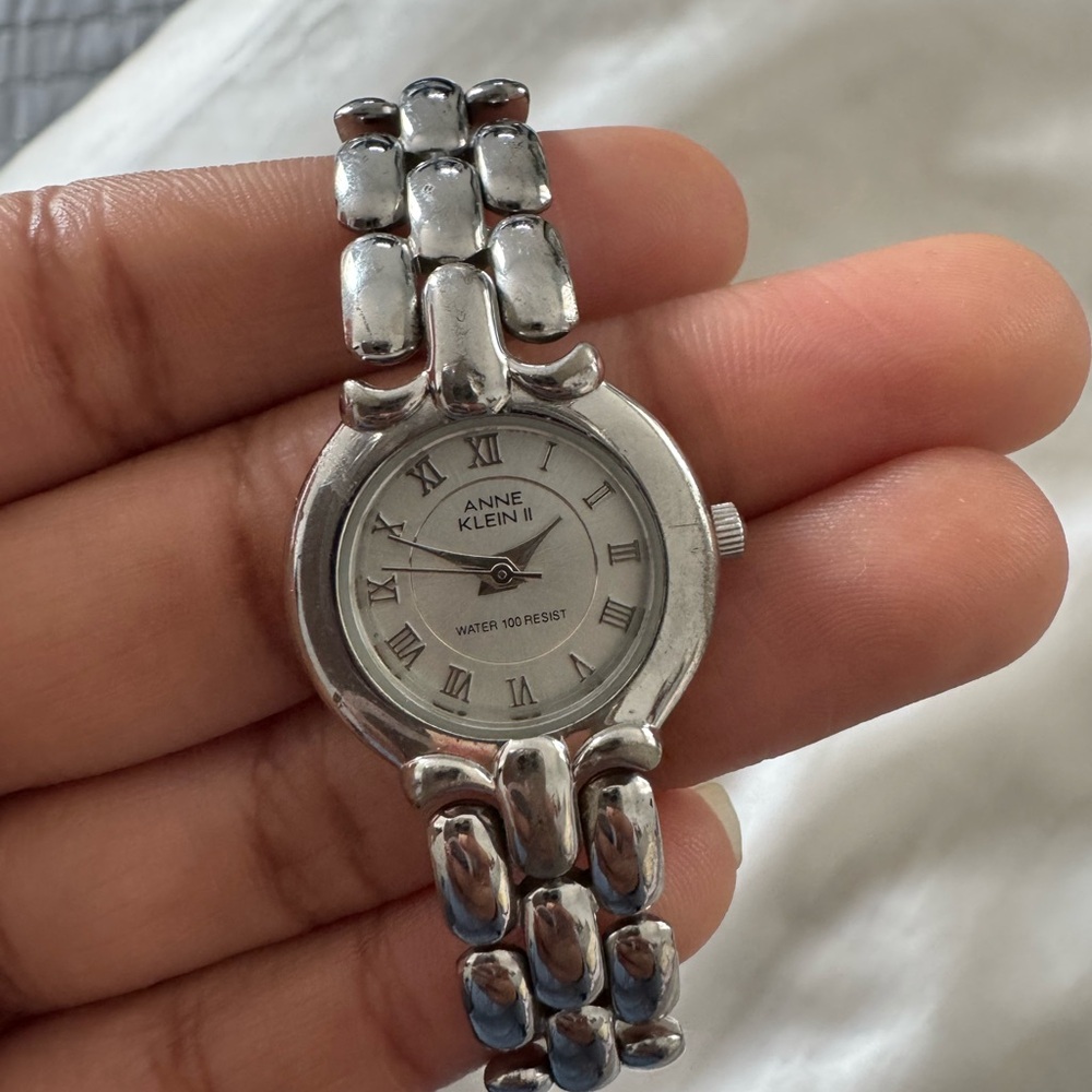 Anne Klein Metallic Silver Roman Numeral Watch